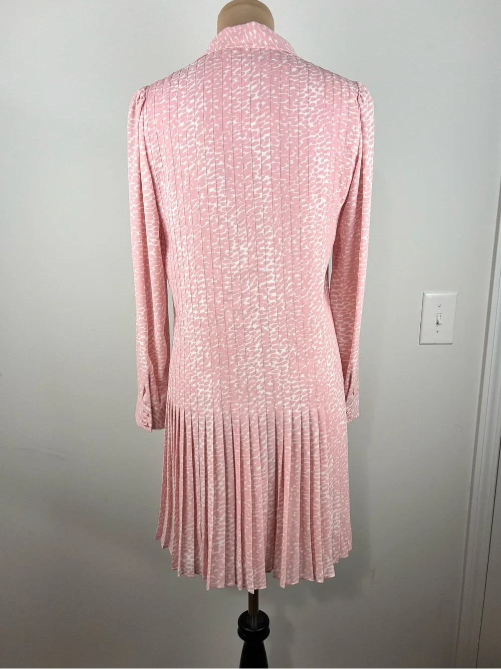 Kate Spade New York Womens Size 6 Pink Pleated Georgette Dress Tie Neck Coquette